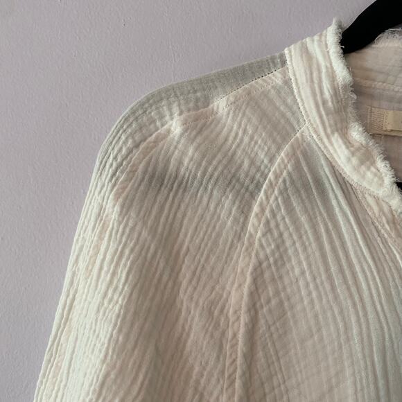 We The Free White Gauze Oversized Flowy Button Down Shirt Women's size Small - Picture 4 of 11